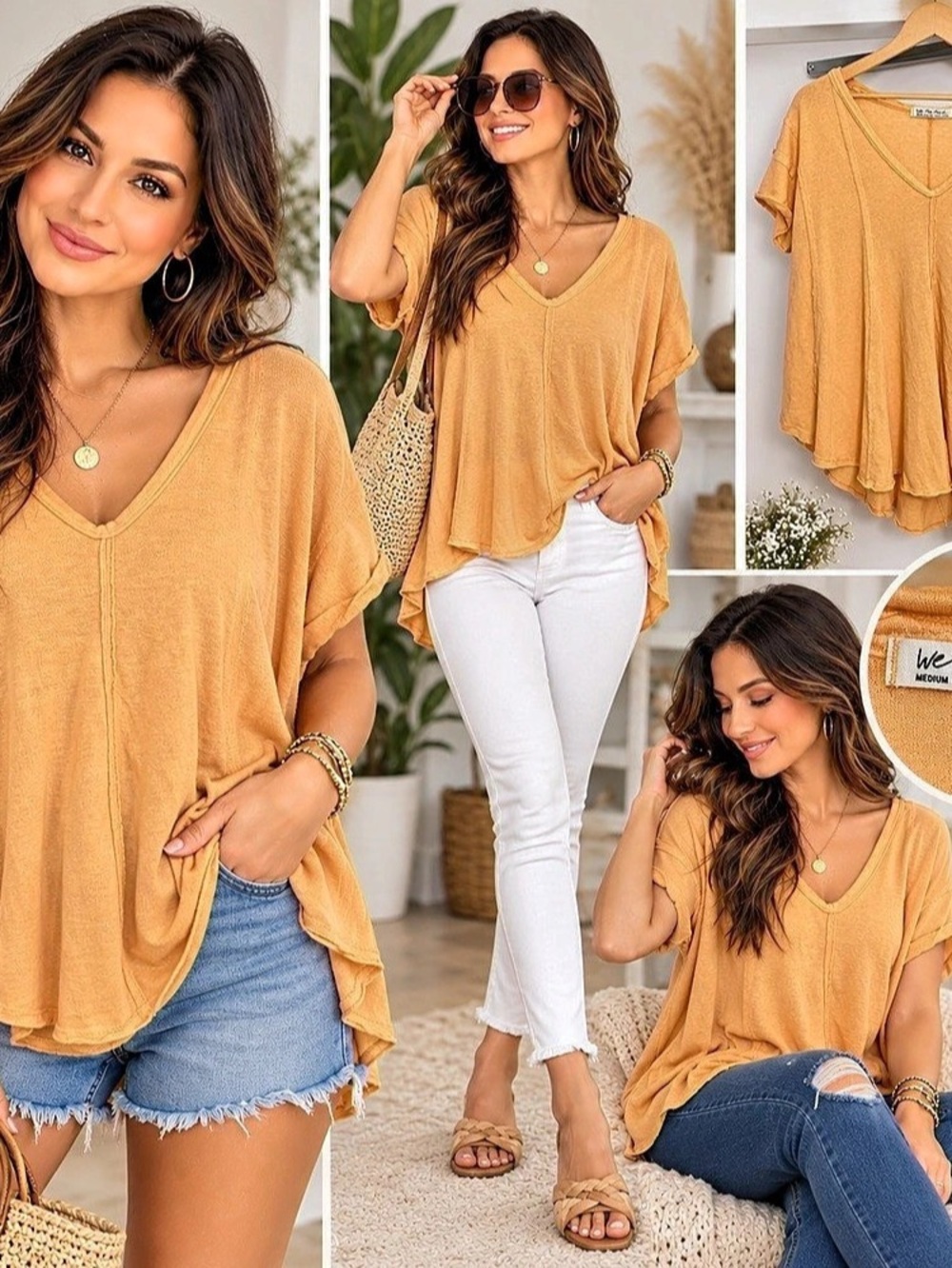 We The Free Orange V-Neck Tunic Like New
